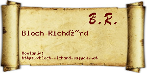 Bloch Richárd névjegykártya